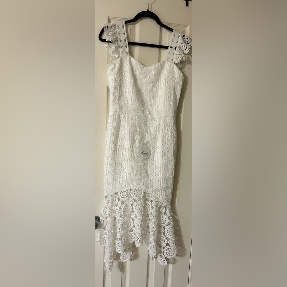 Lady Black Tie Couture Giselle Mermaid Dress white Size 6 NWT
